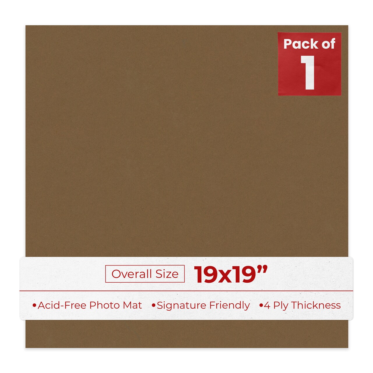 Aged Oak Brown 19x19 Uncut Mat Board - Blank Sheets, No Opening